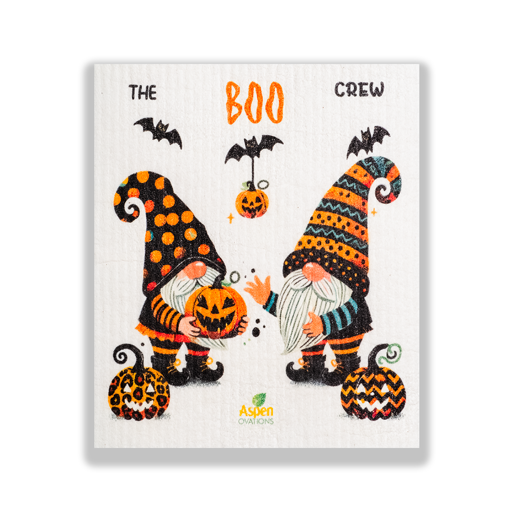 Halloween gnomes/BOO Set of 3 Swedish Dishcloth Eco-Friendly Reusable Swedish Dishcloth – Ultra-Absorbent, Eco-Friendly Kitchen Sponge Cloth for Cleaning, Washing Dishes & Replacing Paper Towels – Zero Waste, Sustainable Home Essential