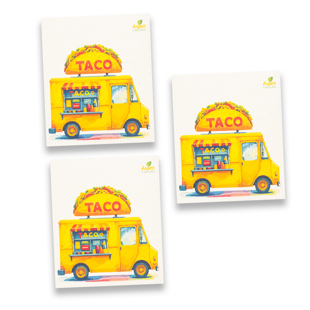 Taco ๐ฎ Truck Swedish Set of 3 Dishcloth โ Eco-Friendly Kitchen Sponge, Reusable Cleaning Cloth, Fun Mexican Food Decor, Sustainable Dish Towel, Zero Waste Gift, Taco Lover Kitchen Essential, Food Truck Enthusiast Gift