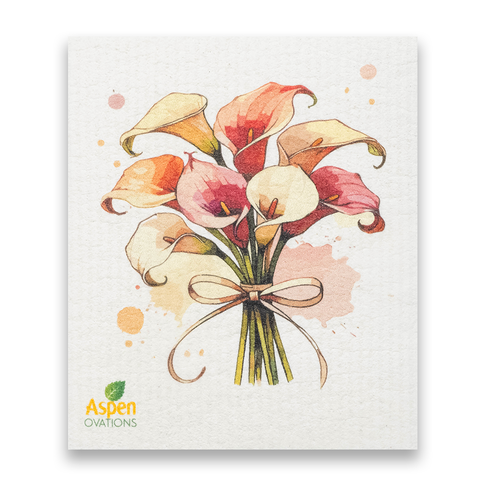 Elegant Calla Blooms – Single Swedish Dishcloth with Calla Lily Design, Eco-Friendly & Reusable