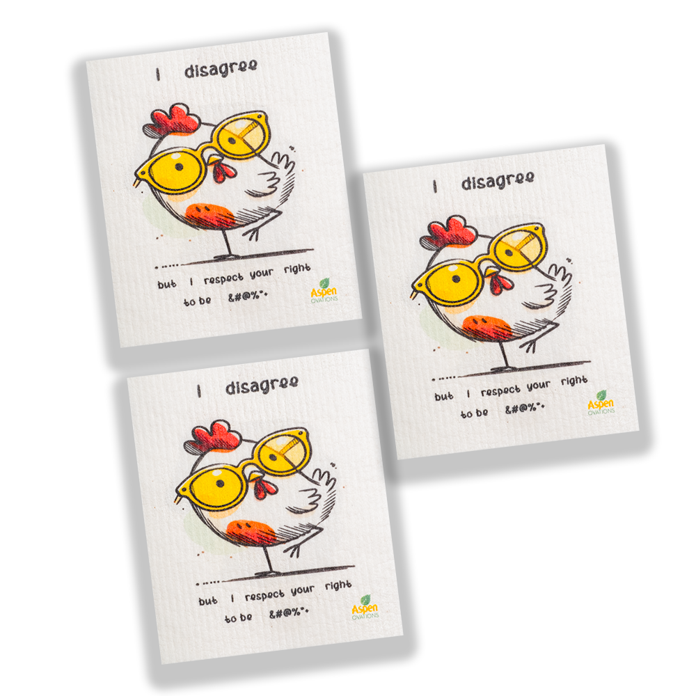 Funny Chicken Set of 3 Swedish Dishcloth – Reusable, Eco-Friendly Kitchen Sponge Cloth, Absorbent Zero Waste Cleaning Towel, Quirky Farmhouse Gift