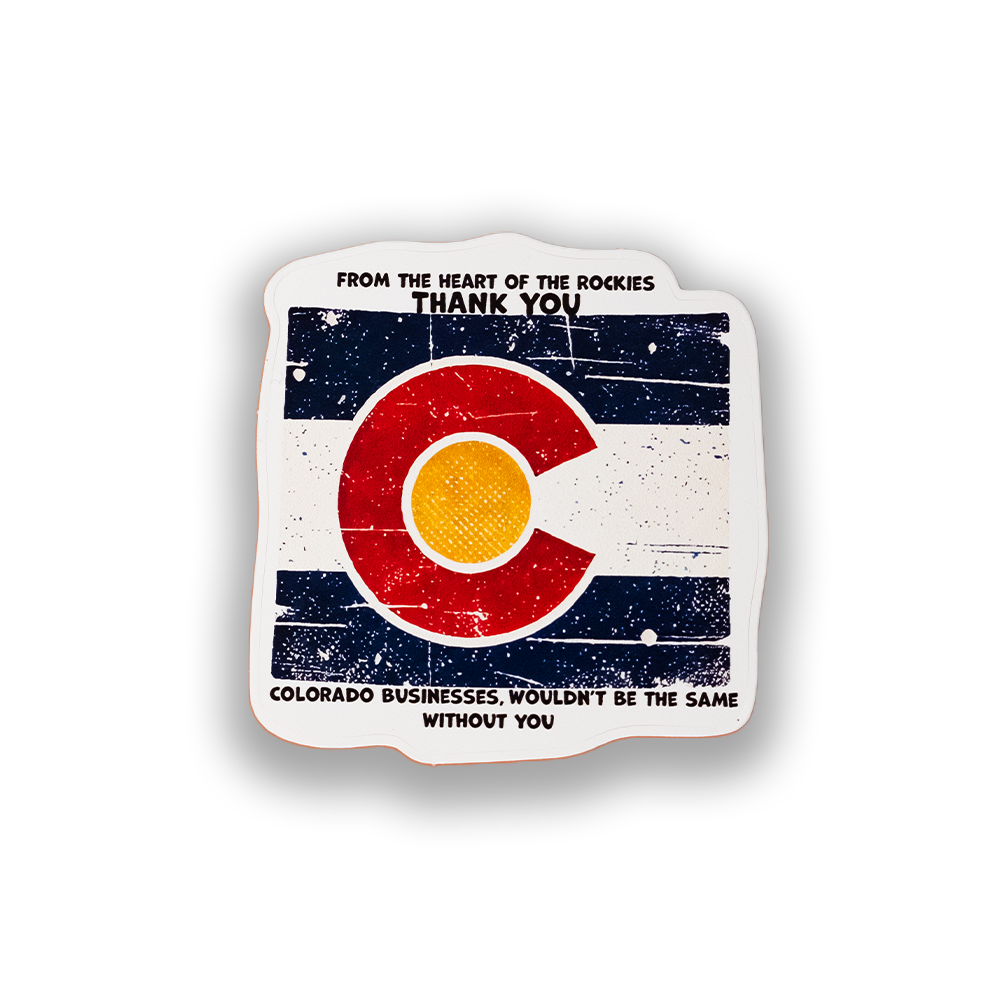 Colorado Thank You Sticker β Vintage Colorado Flag Vinyl Decal β Support Local Businesses & Rocky Mountain Pride