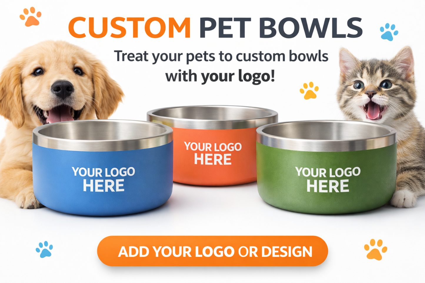 Customize Your Dog Bowl – Custom Stainless Steel Dog Bowl 64 oz Double Wall Insulated Non Slip Pet Bowl for Food and Water