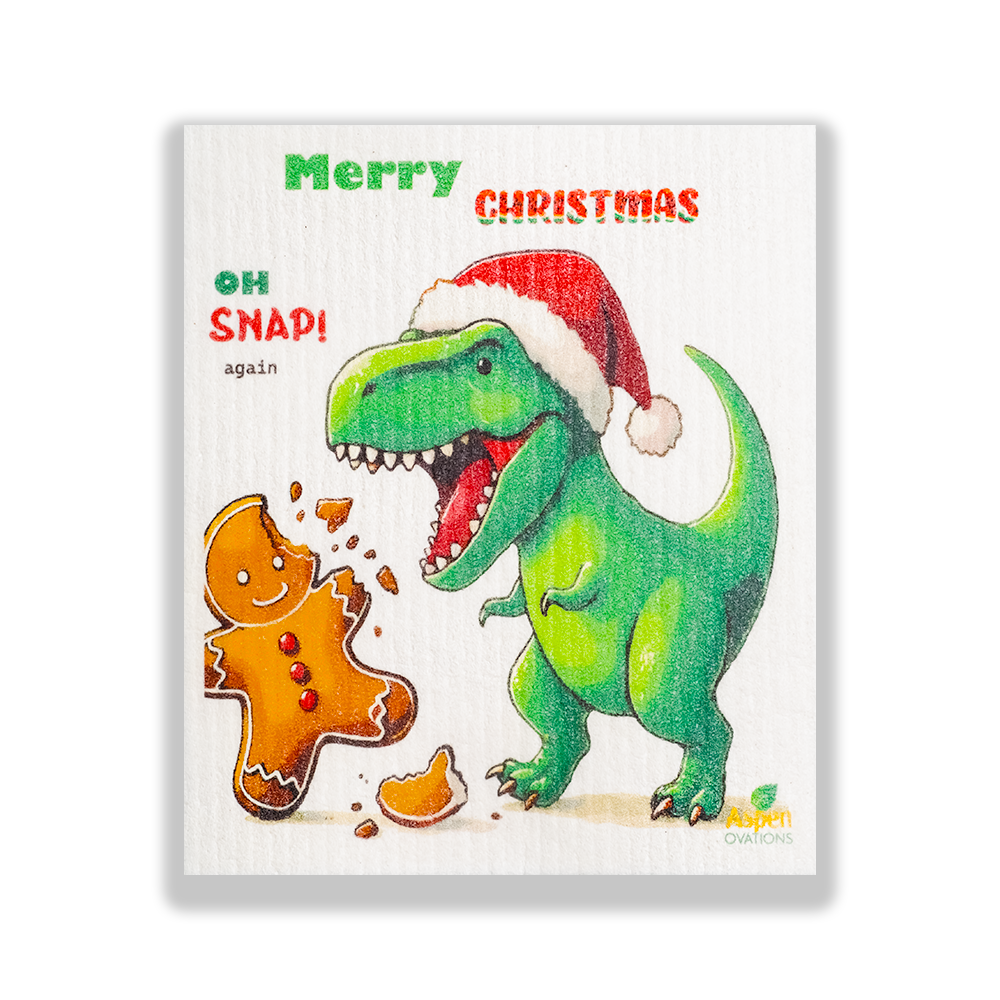 Christmas T-REX Swedish Set of 3 Dishcloth Eco-Friendly Reusable Swedish Dishcloth – Ultra-Absorbent, Eco-Friendly Kitchen Sponge Cloth for Cleaning, Washing Dishes & Replacing Paper Towels – Zero Waste, Sustainable Home Essential
