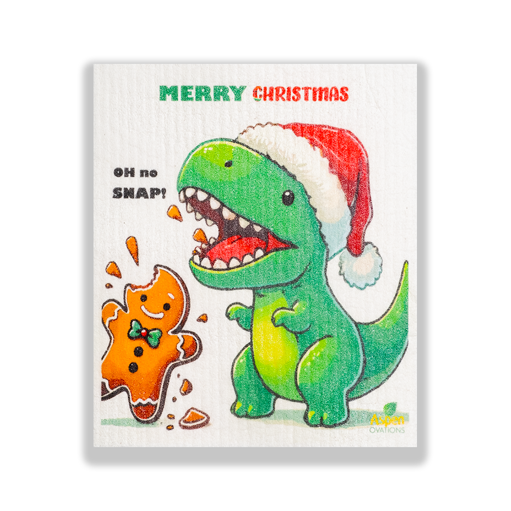 Christmas BB T-REX Swedish Mixed Set of 3 Dishcloth Eco-Friendly Reusable Swedish Dishcloth – Ultra-Absorbent, Eco-Friendly Kitchen Sponge Cloth for Cleaning, Washing Dishes & Replacing Paper Towels – Zero Waste, Sustainable Home Essential