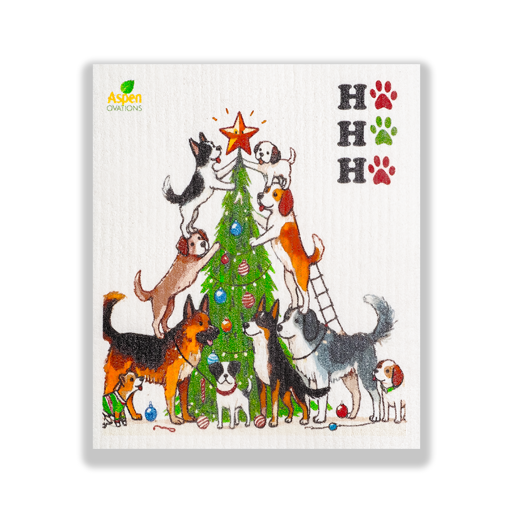 Christmas Tree Dogs Set of 3 Swedish Dishcloth Eco-Friendly