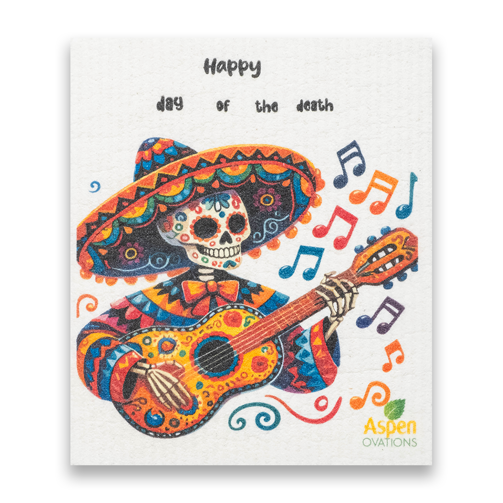Happy day of the dead Set of 3 Dishcloth Eco-Friendly Reusable Kitchen Sponge Cloth for Sustainable Cleaning