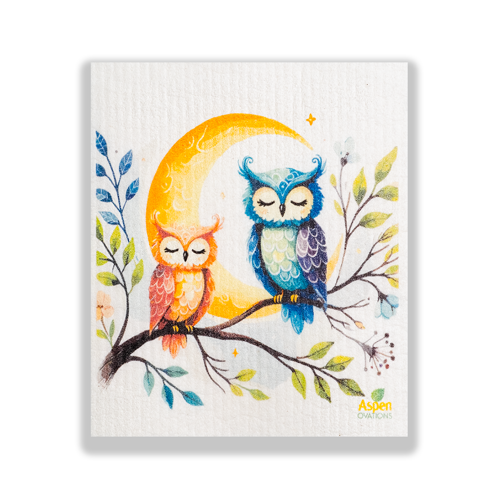 Cute Owls Set of 3 Swedish Dishcloth Eco-Friendly Reusable Swedish Dishcloth – Ultra-Absorbent, Eco-Friendly Kitchen Sponge Cloth for Cleaning, Washing Dishes & Replacing Paper Towels – Zero Waste, Sustainable Home Essential