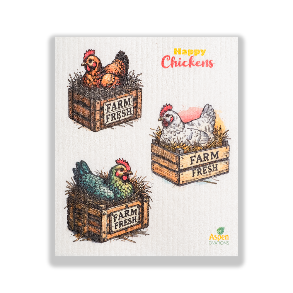 Happy Chicken Single Swedish Dishcloth Eco-Friendly & reusable alternative to paper towels