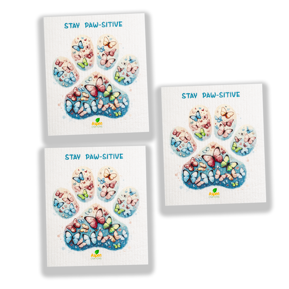 Dog Paw Paw-Sitive Set of 3 Swedish Dishcloth Eco-Friendly Reusable Swedish Dishcloth – Ultra-Absorbent, Eco-Friendly Kitchen Sponge Cloth for Cleaning, Washing Dishes & Replacing Paper Towels – Zero Waste, Sustainable Home Essential