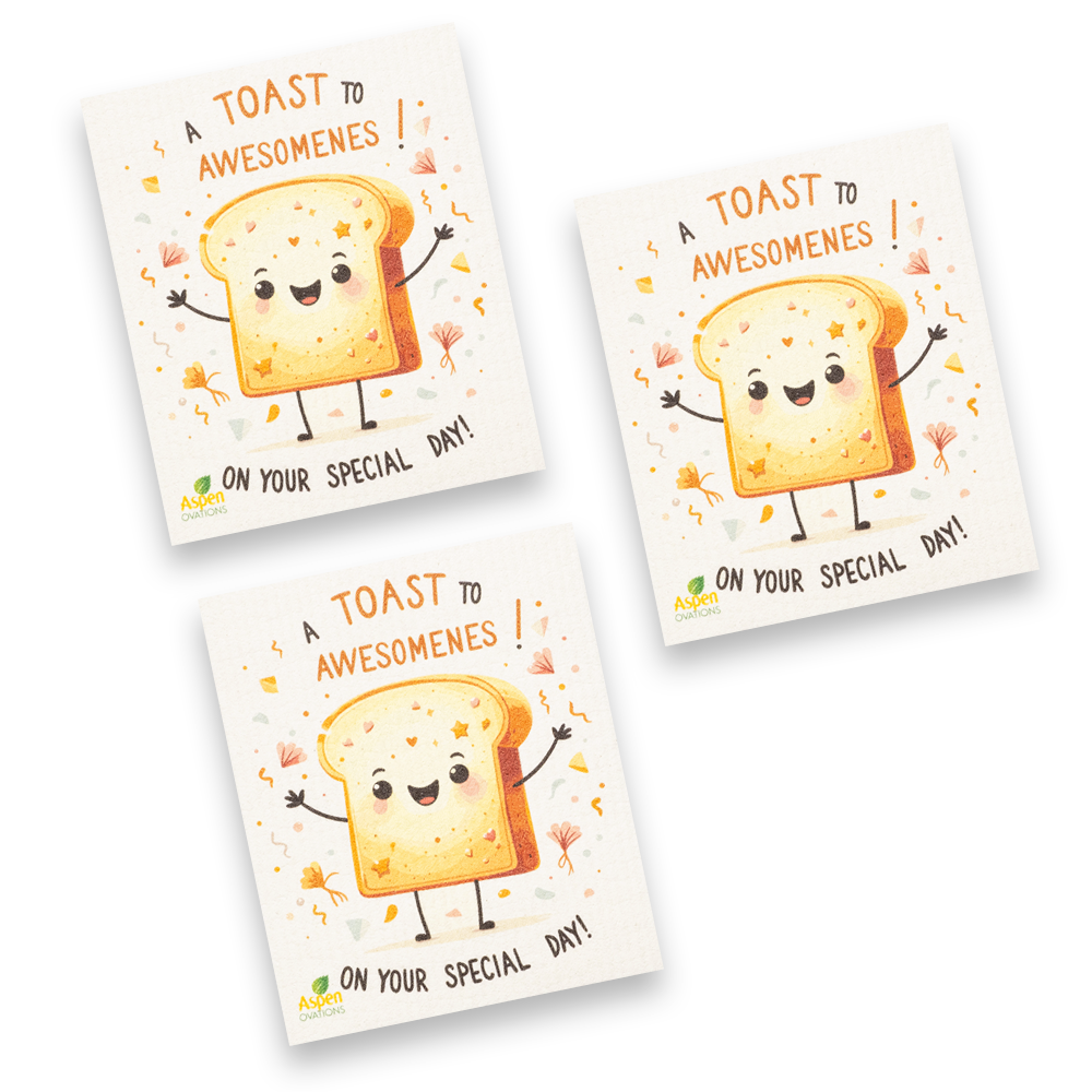 ๐ฅณ A Toast to Awesomeness Set of 3 Swedish Dishcloth โ Fun Kitchen Sponge, Reusable Cleaning Towel, Eco-Friendly Dish Rag, Cute Bread Lover Gift, Sustainable Birthday Gift, Zero Waste Kitchen Decor ๐๐