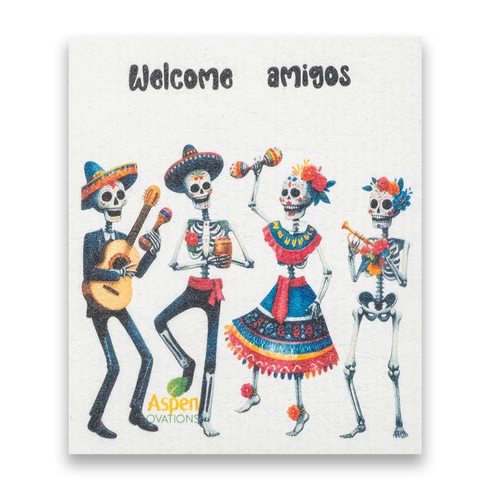 Dia de los muertos-Happy day of the dead Set of 3 Dishcloth Eco-Friendly, Reusable Kitchen Sponge Cloth for Sustainable Cleaning