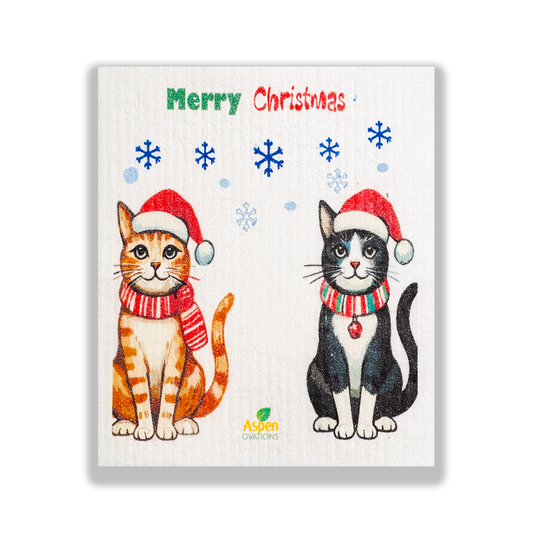 Christmas Cats B/O Swedish Dishcloth Eco-Friendly