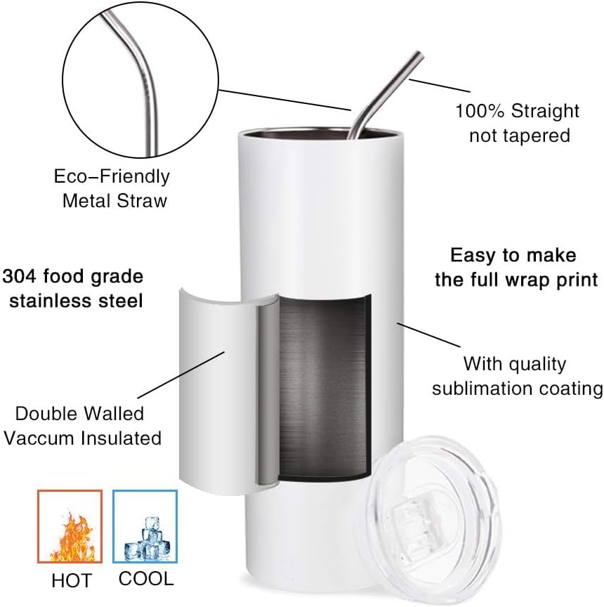 Cafecito y Chisme 20 oz Skinny Tumbler –  Inspirational Stainless Steel Cup with Lid & Straw, quotes