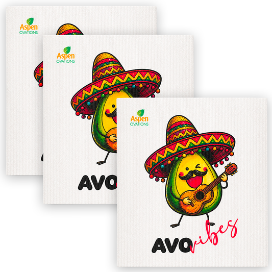 Avovibes Swedish Dishcloth | Funny Avocado Kitchen Cloth | Reusable Eco Friendly Sponge Cloth | Cute Cinco de Mayo Decor | Avocado Lover Gift