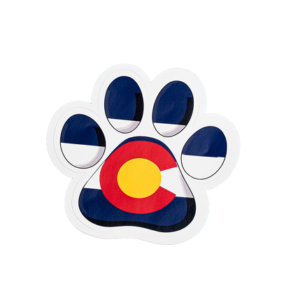 Colorado Paw Print Sticker – Dog Lover Vinyl Decal with Colorado Flag Design – Perfect for Water Bottles, Cars & Laptops