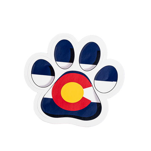 Colorado Paw Print Sticker – Dog Lover Vinyl Decal with Colorado Flag Design – Perfect for Water Bottles, Cars & Laptops