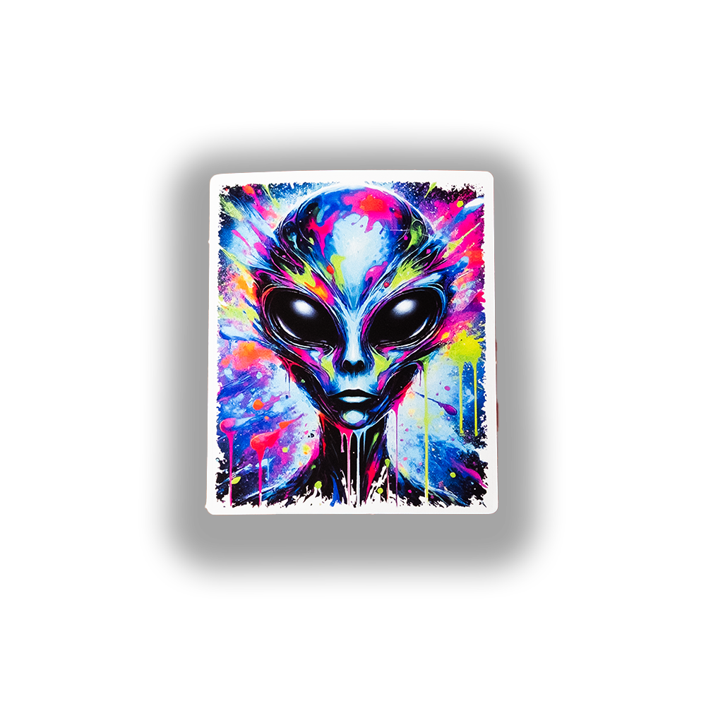 Psychedelic Alien Sticker - Trippy Cosmic Vinyl Decal | Vibrant Space Art Sticker for Laptops, Water Bottles & Sci-Fi Lovers