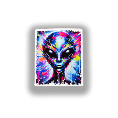 Psychedelic Alien Sticker - Trippy Cosmic Vinyl Decal | Vibrant Space Art Sticker for Laptops, Water Bottles & Sci-Fi Lovers