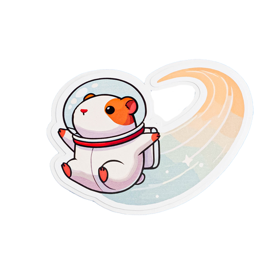 Astronaut Guinea Pig Sticker - Cute Space Explorer Cuy Vinyl Decal | Adorable Space Animal Sticker for Laptops, Water Bottles & Sci-Fi Lovers