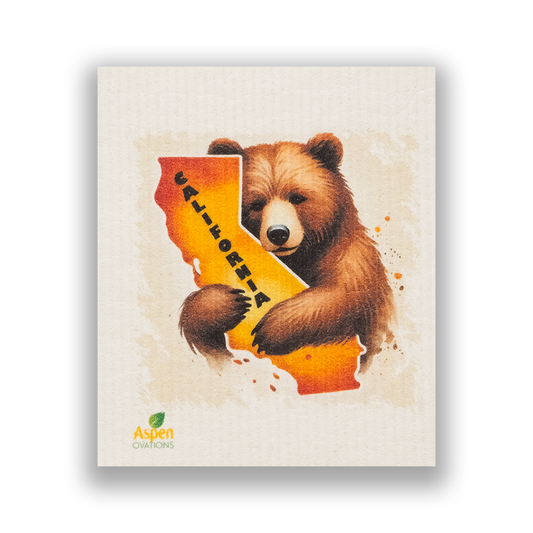 California Bear Dishcloth | Golden State Kitchen Decor | Reusable Swedish Sponge Cloth