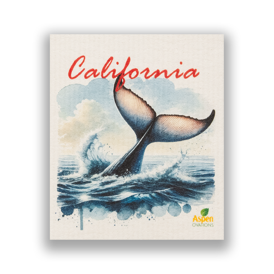 California Whale Swedish Dishcloth | Coastal Kitchen Decor | Reusable Sponge Cloth