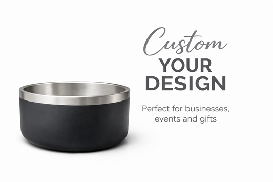 Customize Your Dog Bowl – Custom Stainless Steel Dog Bowl 64 oz Double Wall Insulated Non Slip Pet Bowl for Food and Water