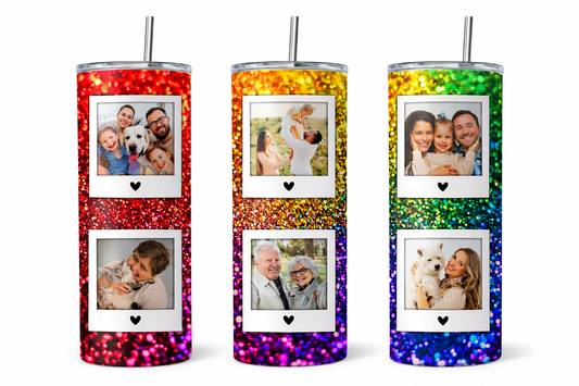 Custom 20 oz Skinny Tumbler – Personalized Stainless Steel Cup with Photo, Name or Logo, Sublimated Tumbler with Lid & Straw, Gift for Mom, Dad, Business