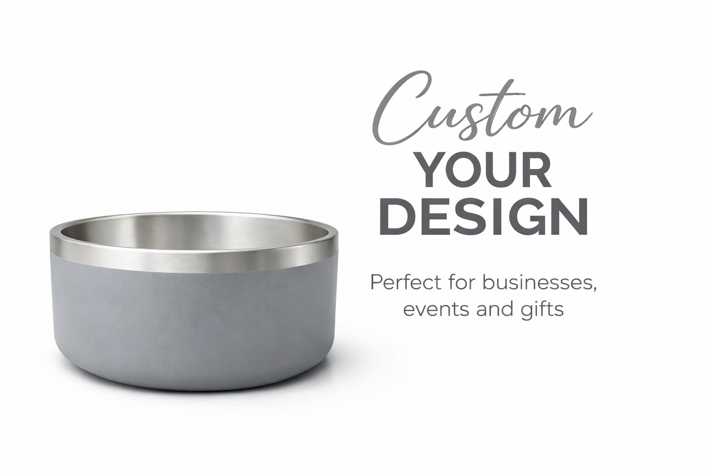 Gray Customize Your Dog Bowl – Custom Stainless Steel Dog Bowl 64 oz Double Wall Insulated Non Slip Pet Bowl for Food and Water (Copy)