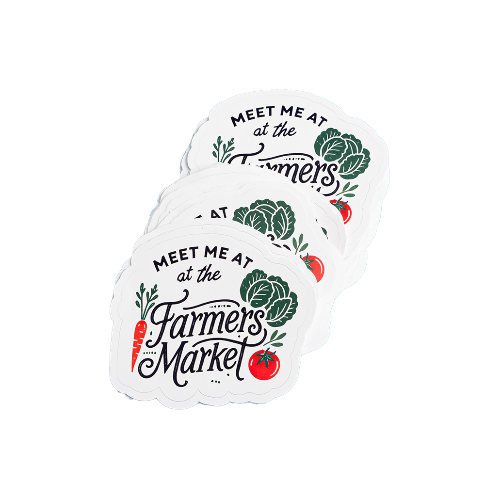 Farmers Market Sticker - "Meet Me at the Farmers Market" Vinyl Decal | Cute Eco-Friendly Shopping Sticker for Laptops, Water Bottles & Market Lovers