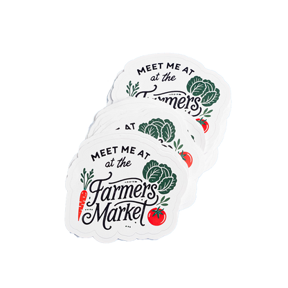 Farmers Market Sticker - "Meet Me at the Farmers Market" Vinyl Decal | Cute Eco-Friendly Shopping Sticker for Laptops, Water Bottles & Market Lovers