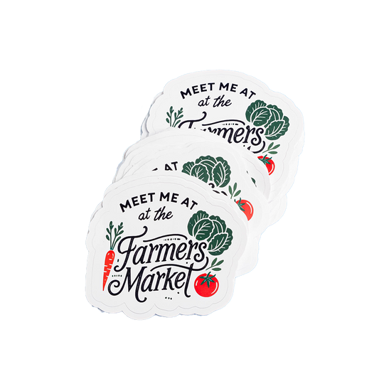 Farmers Market Sticker - "Meet Me at the Farmers Market" Vinyl Decal | Cute Eco-Friendly Shopping Sticker for Laptops, Water Bottles & Market Lovers