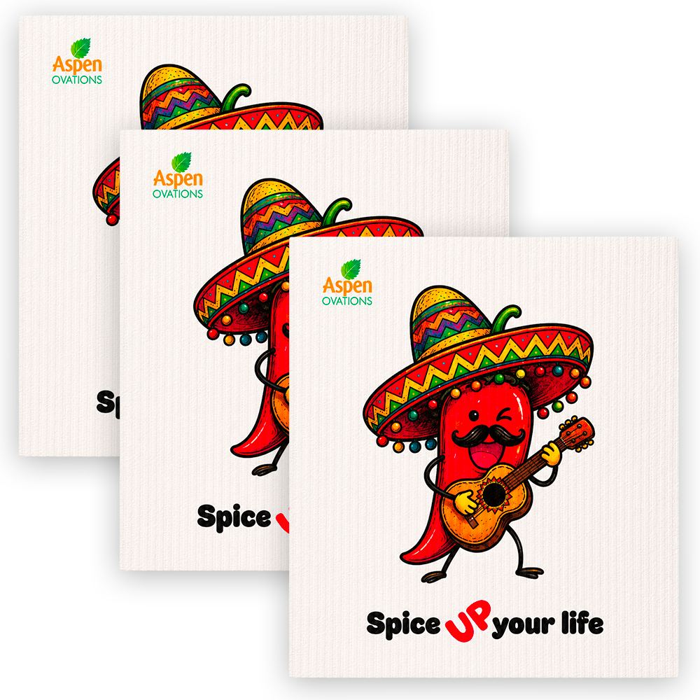 Spice Up Your Life Swedish Dishcloth | Funny Chili Pepper Kitchen Cloth | Reusable Eco Friendly Sponge Cloth | Fiesta Kitchen Decor | Cinco de Mayo Gift