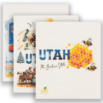 mixed Utah Adventure Swedish Dishcloth | Mountain Wilderness Kitchen Cloth | Ski & Pioneer State Decor (Copy)