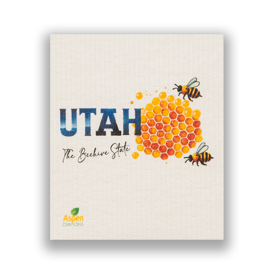 Utah the Beehive State Dishcloth | Rustic Mountain & Pioneer Decor | Eco Friendly Kitchen Cloth (Copy)