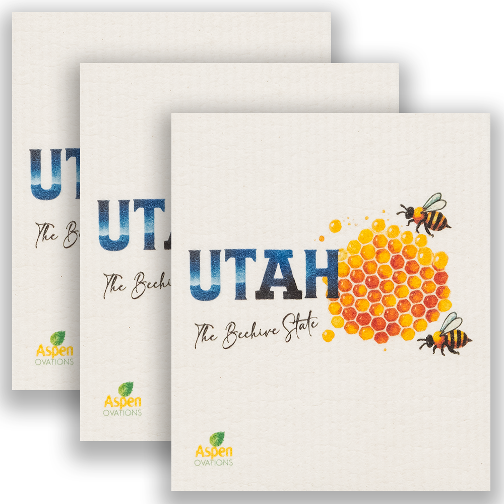 Utah the beehive state Adventure Swedish Dishcloth | Mountain Wilderness Kitchen Cloth | Ski & Pioneer State Decor