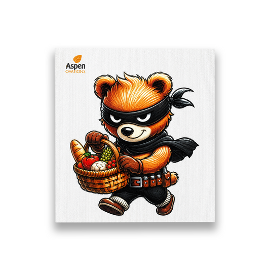 Campsite Snack Thief single Swedish Dishcloth | cute bear Kitchen Decor | Cottagecore Eco )