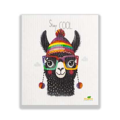 Llama / Stay Cool Set of 3 Swedish Dishcloth Eco-Friendly Reusable Swedish Dishcloth – Ultra-Absorbent, Eco-Friendly Kitchen Sponge Cloth for Cleaning, Washing Dishes & Replacing Paper Towels – Zero Waste, Sustainable Home Essential