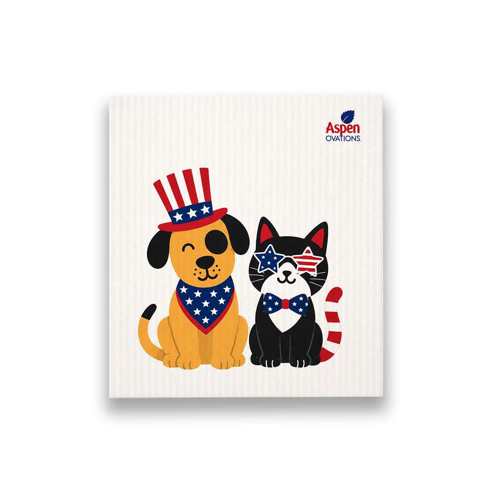 Patriotic Dog & Cat Swedish Dishcloths Reusable  Cloths | American Dog Gift