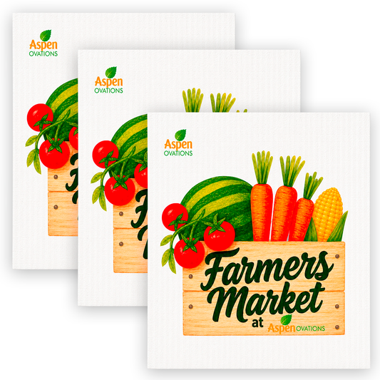 Farmers Market Swedish Dishcloth | Farm Fresh Kitchen Decor | Reusable ECO Cloth