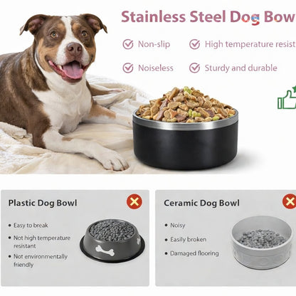 Gray Customize Your Dog Bowl – Custom Stainless Steel Dog Bowl 64 oz Double Wall Insulated Non Slip Pet Bowl for Food and Water (Copy)