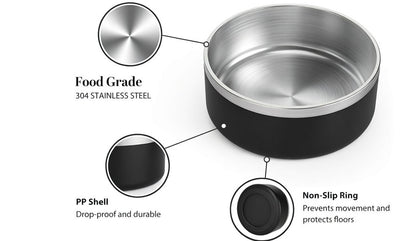 Gray Customize Your Dog Bowl – Custom Stainless Steel Dog Bowl 64 oz Double Wall Insulated Non Slip Pet Bowl for Food and Water (Copy)