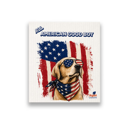Patriotic Dog Swedish Dishcloths | 4th of July Kitchen Decor | Reusable  Cloths | American Dog Gift