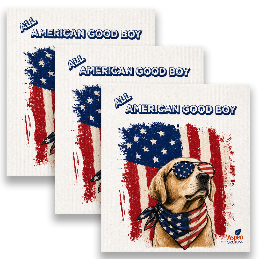 Patriotic Dog Swedish Dishcloths set of 3 Reusable  Cloths | American Dog Gift