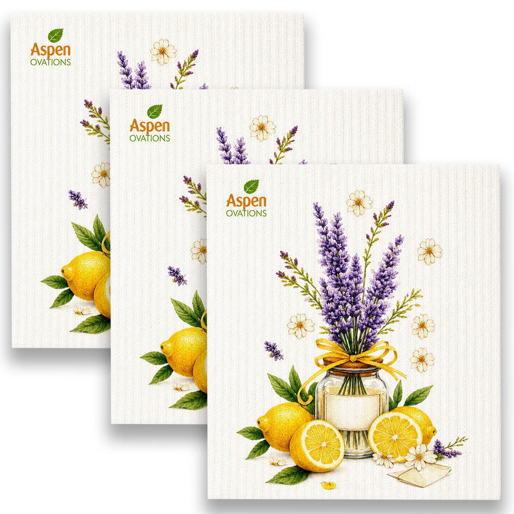 Lavender Lemon Swedish Dishcloth | Cottagecore Kitchen Decor | Reusable Eco Cloth