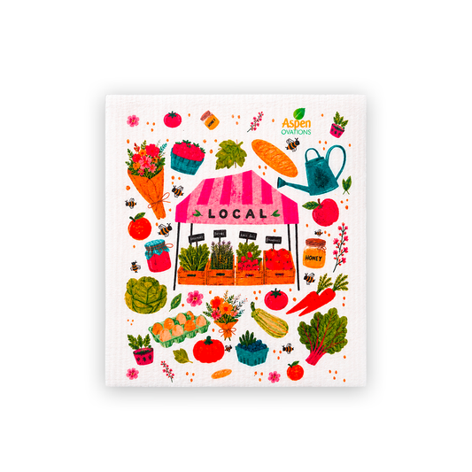 local Farmers single Swedish Dishcloth | Lily Pad Kitchen Decor | Cottagecore Eco Cloth