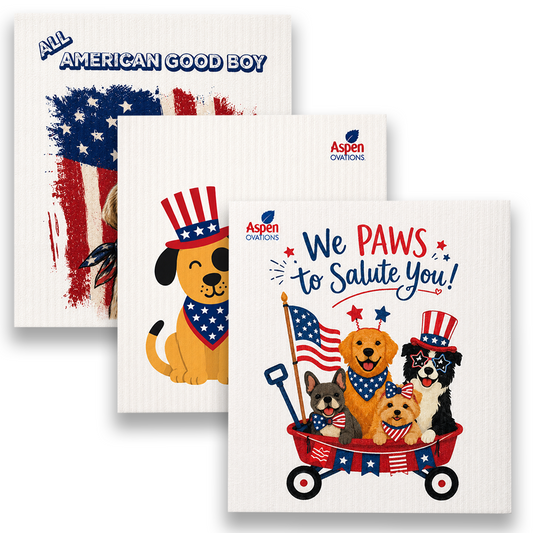 mixed Patriotic Dog&Cat Swedish Dishcloths set of 3 Reusable  Cloths | American Dog Gift