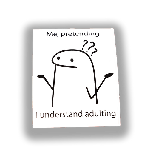 5 pc Funny Adulting Sticker - "Me, Pretending I Understand Adulting" Vinyl Decal | Sarcastic Humor Sticker for Laptops, Water Bottles & Planners