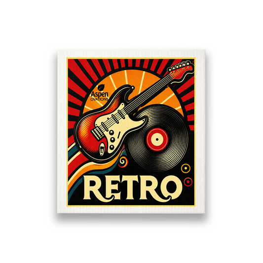 Retro Guitar Single Swedish Dishcloth | Vinyl Record Kitchen Decor | Music Lover Gift