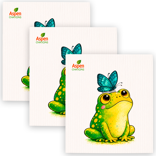 Frog Swedish Dishcloth | Cute Frog Kitchen Decor | Butterfly eco Cloth