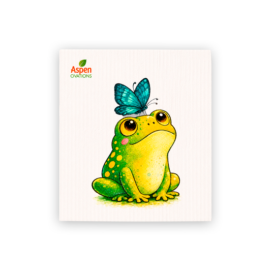 Cute Frog single Swedish Dishcloth | butterfly Kitchen Decor | Cottagecore Eco Cloth